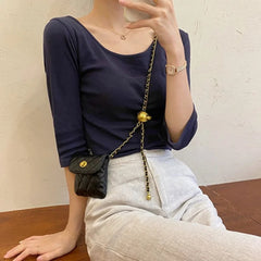 Women Metal Chain Mini Bag Waist Bag Dress Jeans Decorative Accessory