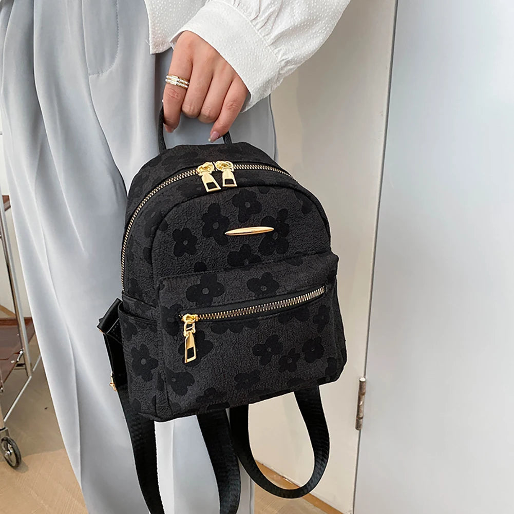 Women Mini Backpack Flower Print Small Backpacks Student Casual School Bag Girls