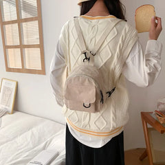 Women's Corduroy Mini Backpack - Stylish Student Bookbag