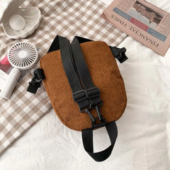Women's Corduroy Mini Backpack - Stylish Student Bookbag