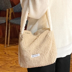Winter Plush Mini Shoulder Bag - Fluffy Tote Handbag