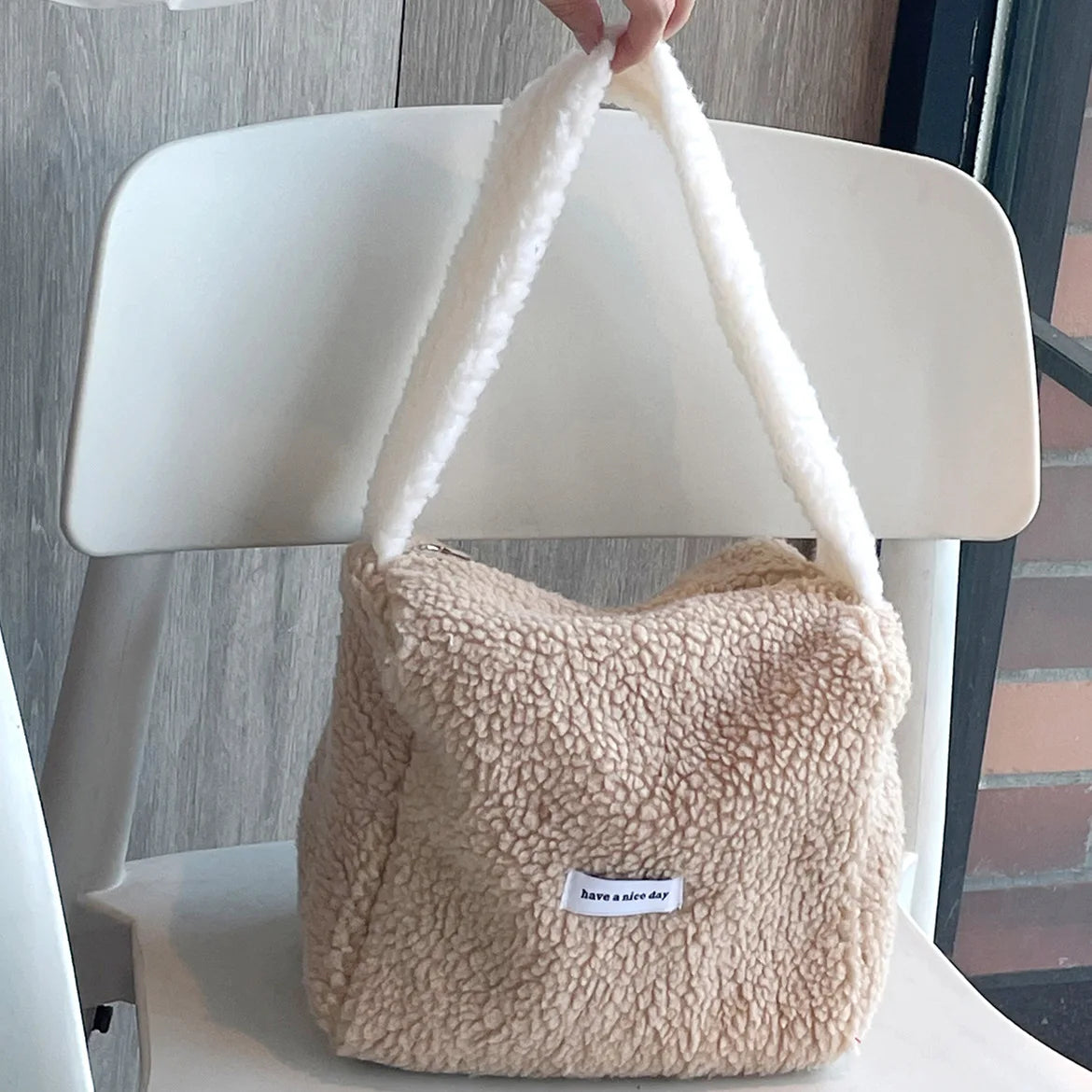 Winter Plush Mini Shoulder Bag - Fluffy Tote Handbag