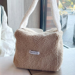 Winter Plush Mini Shoulder Bag - Fluffy Tote Handbag