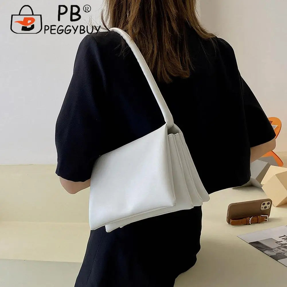 Women Soft PU Leather Shoulder Bag Solid Street Travel Zipper Handbags