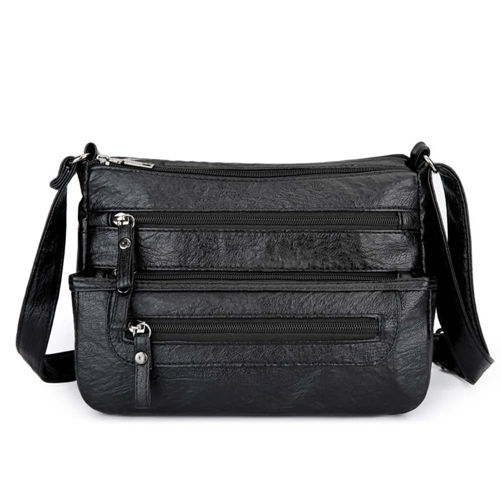 Women Multi-pocket Shoulder Bag Soft Leather Mother Messenger Purses