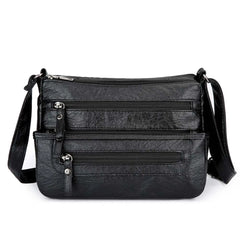 Women Multi-pocket Shoulder Bag Soft Leather Mother Messenger Purses