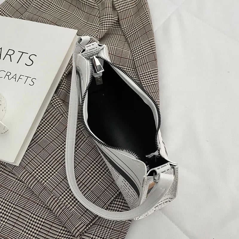 Women Newspaper Printing Shoulder Bag