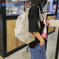 Women Nylon Backpack Preppy Style Students School Casual Solid Large Handbags
