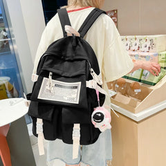 Women Nylon Backpack School Student Large Capacity Waterproof