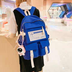 Women Nylon Backpack School Student Large Capacity Waterproof