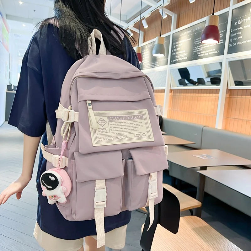 Women Nylon Backpack School Student Large Capacity Waterproof