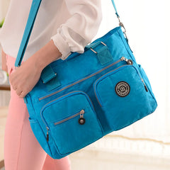 Women Nylon Shoulder Bag Casual Messenger Cross body Travel Tote Top-handle