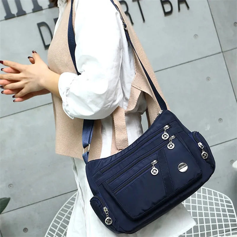 Women Nylon Messenger Bag Lightweight Waterproof Bag Large Capacity