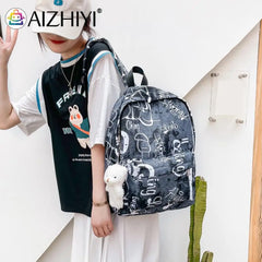 Women Oxford Cloth School Bag Casual Knapsack Preppy Style
