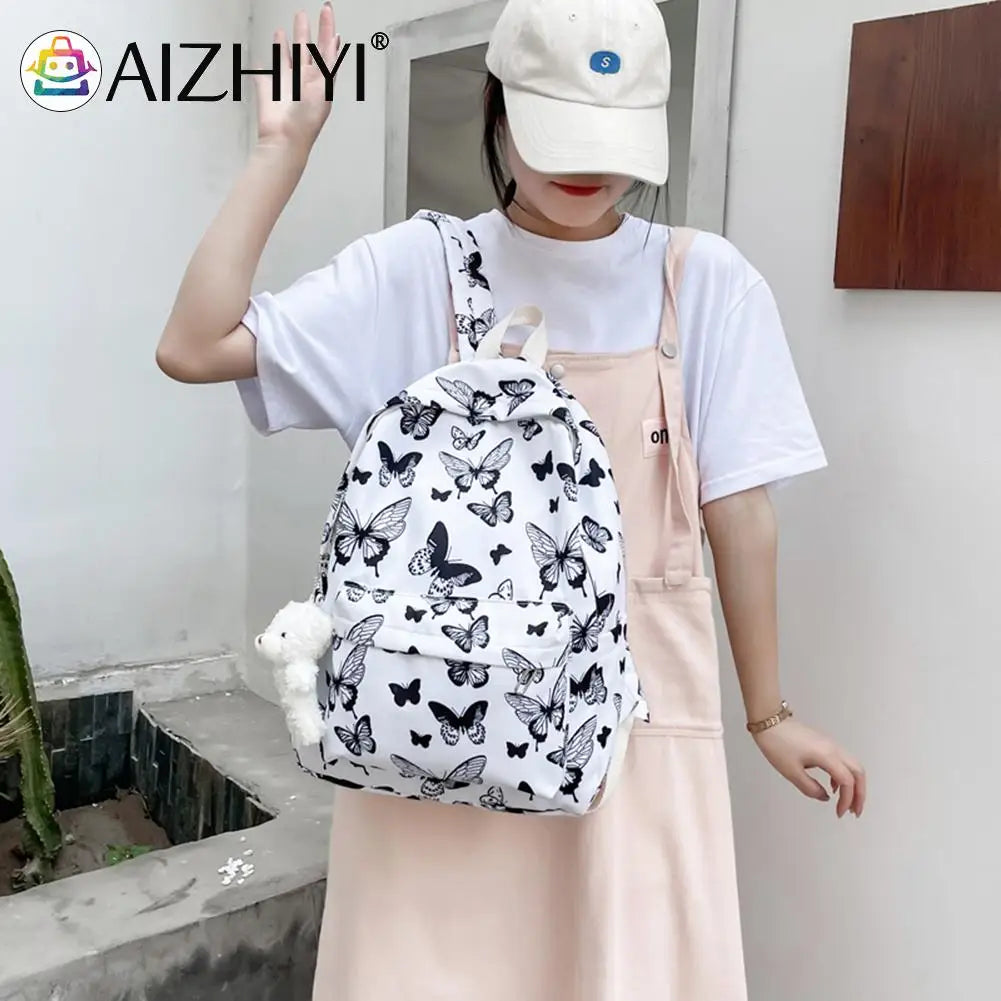 Women Oxford Cloth School Bag Casual Knapsack Preppy Style