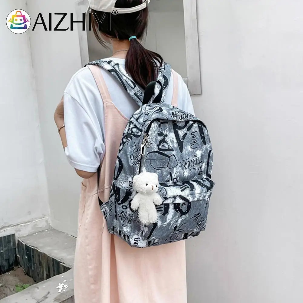 Women Oxford Cloth School Bag Casual Knapsack Preppy Style