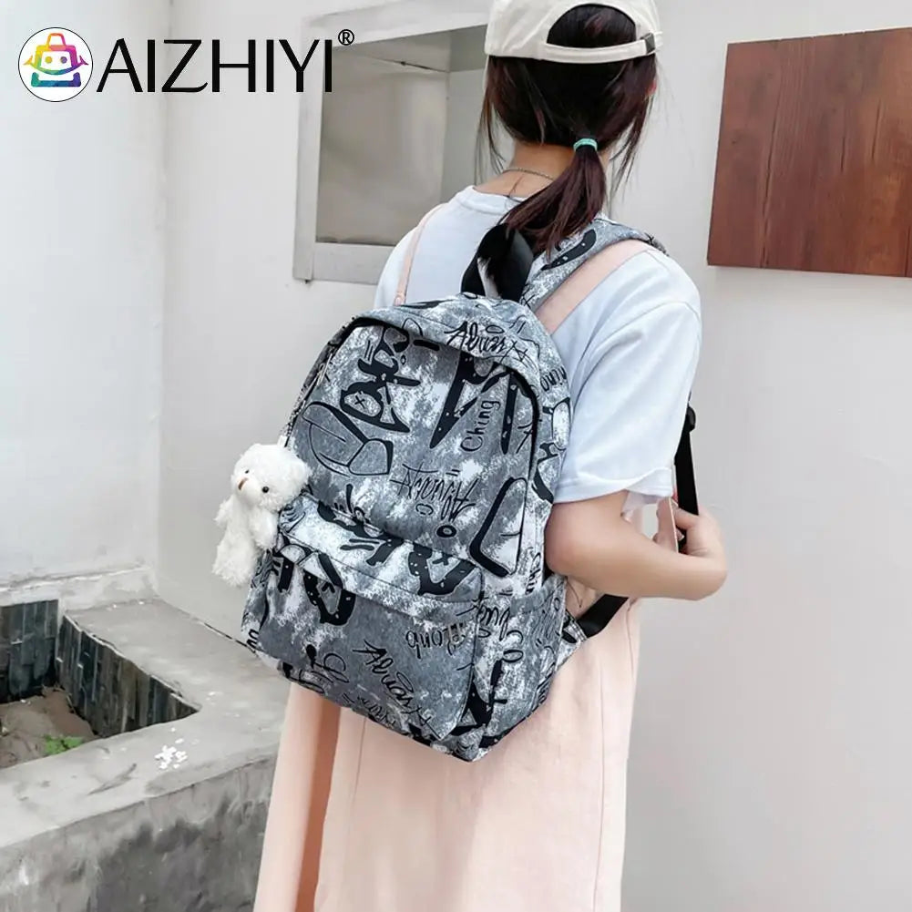 Women Oxford Cloth School Bag Casual Knapsack Preppy Style