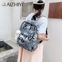 Women Oxford Cloth School Bag Casual Knapsack Preppy Style