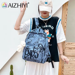 Women Oxford Cloth School Bag Casual Knapsack Preppy Style