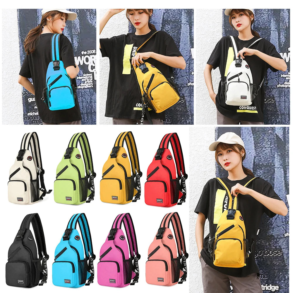 Women Oxford Cloth Crossbody Chest Bag Large Backpack
