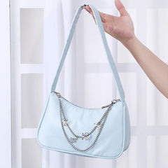 Women PU Leather Butterfly Chain Underarm Bags Casual Ladies Small Purse