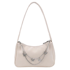 Women PU Leather Butterfly Chain Underarm Bags Casual Ladies Small Purse