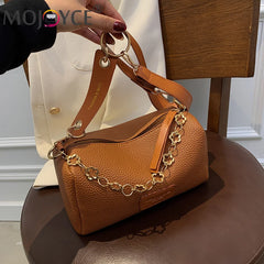 Women PU Leather Shouder Underarm Bags with Metal Chain