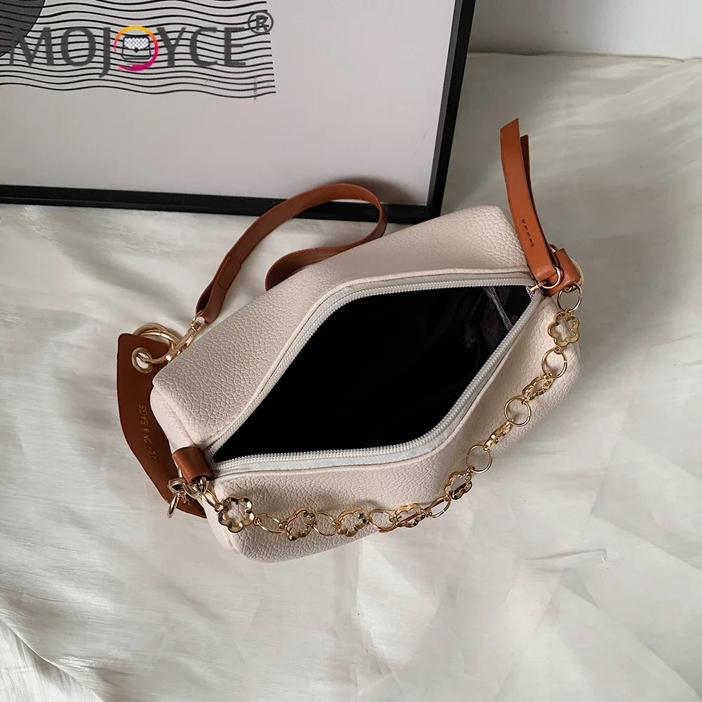 Women PU Leather Shouder Underarm Bags with Metal Chain