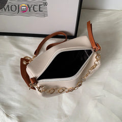 Women PU Leather Shouder Underarm Bags with Metal Chain