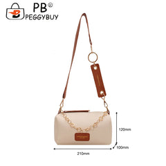 Women PU Leather Underarm Bag with Metal Chain Zipper Small Handbag