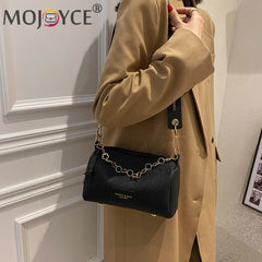 Women PU Leather Shouder Underarm Bags with Metal Chain