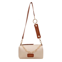 Women PU Leather Underarm Bag with Metal Chain Zipper Small Handbag