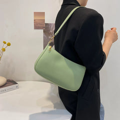 Women PU Leather Shoulder Bag Casual Solid Small Armpit Underarm Bag Purse