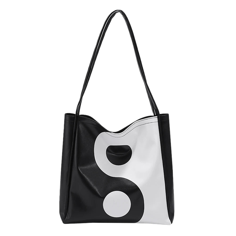 Women PU Leather Shoulder Bag Crossbody Bag Portable Pattern Tai Chi Messenger H
