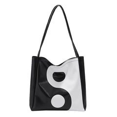 Women PU Leather Shoulder Bag Crossbody Bag Portable Pattern Tai Chi Messenger H