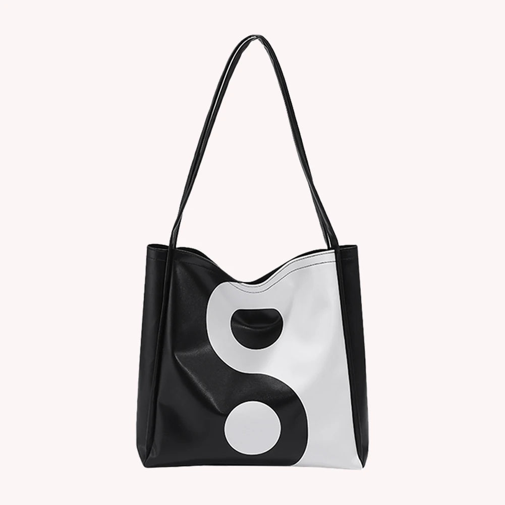 Women PU Leather Shoulder Bag Crossbody Bag Portable Pattern Tai Chi Messenger H