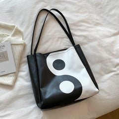 Women PU Leather Shoulder Bag Crossbody Bag Portable Pattern Tai Chi Messenger H