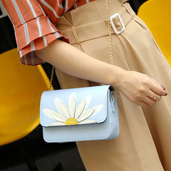 Women PU Leather Shoulder Bags Hasp Flower Crossbody Bags