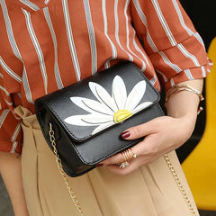 Women PU Leather Shoulder Bags Hasp Flower Crossbody Bags
