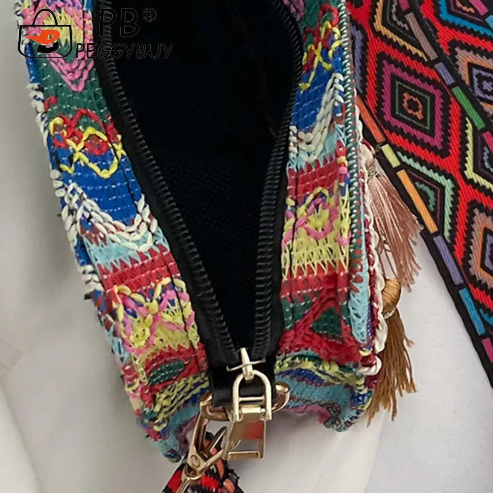 Stripes Print PU Leather Shoulder Bag with Tassel