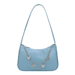Women PU Leather Small Shoulder Bag Vintage Butterfly Chain Underarm Bags