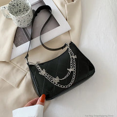 Women PU Leather Shoulder Bag Vintage Chain Mini Purse Handbag