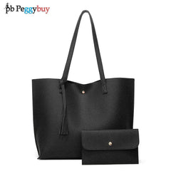 Women PU Leather Tassel Shoulder Shopping Bag Large Capacity Tote Handbags