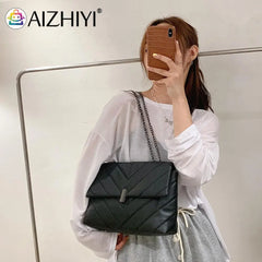 Women PU Messenger Bag Chain Flap Handbags Tote Casual Shopping