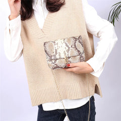 Snake Skin Shoulder Purse Satchel Women Handbags Small Square Bag