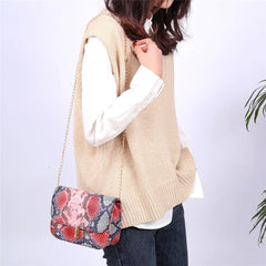 Snake Skin Shoulder Purse Satchel Women Handbags Small Square Bag