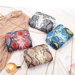 Snake Skin Shoulder Purse Satchel Women Handbags Small Square Bag