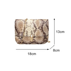 Snake Skin Shoulder Purse Satchel Women Handbags Small Square Bag