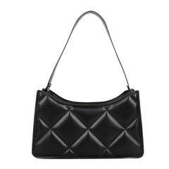 Women PU Shoulder Underarm Bag Solid Lattice Pattern Handbag