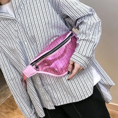 Women PVC Holographic Fanny Pack Travel Waist Bag Laser Purse Shoulder Chest Bag